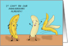 Humorous Anniversary With Two Cartoon Bananas One Peeling card