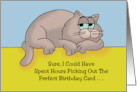 Humorous Birthday With Cartoon Cat I Could Have Spent Hours card