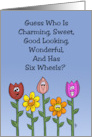 Funny Birthday Card With Cartoon Flowers Guess Who Is card