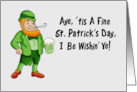 Humorous St. Patrick’s Day With Cartoon Irishman I Be Wishin’ Ye card