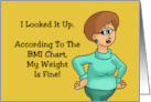 Humorous Birthday With Cartoon Woman According To The BMI Chart card