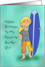 Birthday For Young Girl With Cartoon Surfer To My Favorite Surfer Girl card