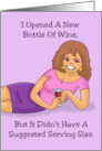 Humorous Friendship Card Bottle Of Wine No Suggested Serving Size card