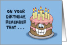 Humorous Birthday With Cartoon Cake Cake Farts Don’t Count card