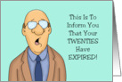 Humorous 30th Birthday With Cartoon Man Your Twenties Have Expired card