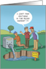 Humorous Blank Card With Golfer Draining Water Out Of A Hazard card