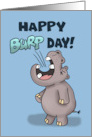 Humorous Birthday With Cartoon Burping Hippo Happy Burp Day card