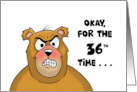 36th Birthday With Angry Looking Bear Okay, For The 36th Time card