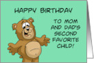 Humorous Birthday For Brother Mom And Dad’s Second Favorite card