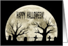 Halloween Card With A Silhouetted Graveyard Against A Full Moon card