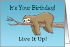 Birthday With Cartoon Sloth It’s Your Birthday Live It Up card