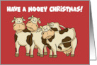 Humorous Christmas Card With Cartoon Cows Mooey Christmas card