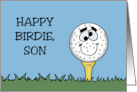 Humorous Son’s Birthday With Cartoon Golf Ball Happy Birdie card