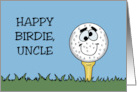 Humorous Uncle’s Birthday With Cartoon Golf Ball Happy Birdie card