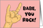 Love Romance Card With Concert Hand Gesture Babe You Rock card