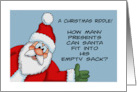 Humorous Christmas Card How Many Presents Can Santa Fit Into card