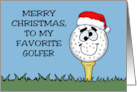 Humorous Golfer Christmas Cartoon Golf Ball With Santa Hat card