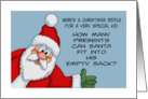 Humorous Kids Christmas Card How Many Presents Can Santa Fit Into card