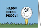 Humorous Custom Birthday With Cartoon Golf Ball Happy Birdie card