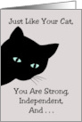 Humorous Friendship Just Like Your Cat You Are Strong Independent card