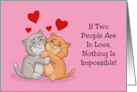 Anniversary With Two Cartoon Cats Hugging Nothing Is Impossible card
