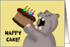 Humorous Birthday With Cartoon Hippo Eating A Cake Happy Cake card