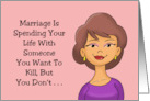 Marriage Congratulations With Cartoon Woman Spending Your Life card