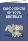 Humorous Birthday With Cartoon Cat Condolences On Your Birthday card