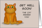Feel Better With Cartoon Cat Get Well Soon The Cat Misses You card