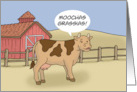 Blank Thank You Humor With Cartoon Cow Saying Moochas Grassias card