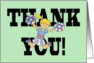 Blank Thank You With Cartoon Cheerleader Over Thank You card