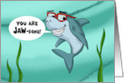 Humorous Grandson Birthday With Cartoon Shark You Are Jawsome card