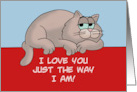 Humorous Valentine With Cartoon Cat I Love You Just The Way I Am card