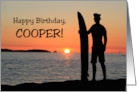 Name Specific Birthday Card For Cooper With Surfer Silhouette card
