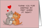 Cute Valentine With Cartoon Cat Couple Thank You For Keeping My Feet card
