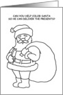 Kids Christmas Card To Color In With Santa card