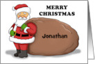 Kids Custom Name Christmas Card With Santa’s Sack And Name card