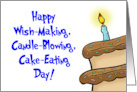 Humorous Birthday Happy Wish Making Candle Blowing Cake Eating Day card