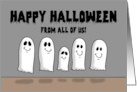 Humorous Halloween With Five Cartoon Ghosts From All Of Us card