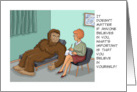 Humorous Blank Card With Cartoon Big Foot Believe In Yourself card