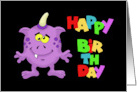 Kid Birthday With Cute Monster And Colorful Happy Birthday card