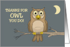 Humorous Teacher Thank You Thanks For Owl You Do card