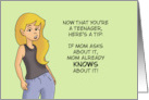 Humorous Teen Birthday With Cartoon Girl If Mom Asks About It card