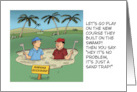 Humorous Golf Theme Birthday With Golfers In Quicksand card