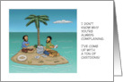 Humorous Blank Note Card Trapped On Deserted Island card