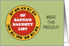 Humorous Christmas Proud Member Of Santa’s Naughty List card