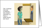 Humorous Cartoon With Zombie Woman At Lost And Found card