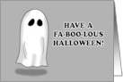 Humorous Halloween Have A Faboolous Halloween With Cartoon Ghost card