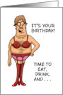 Humorous Adult Gay Birthday Time To Eat Drink And Be Mary card