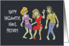 Humorous Halloween With Female Zombies Ghoul Friends card